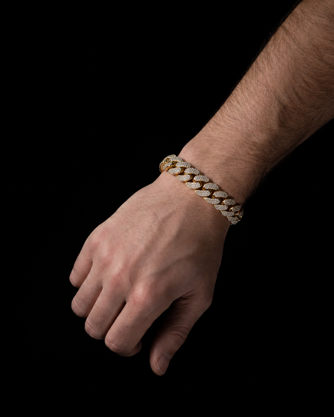 Iced out oval cuban link armband