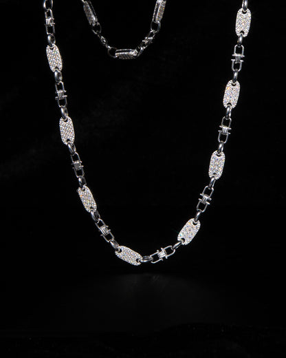 Plattenkette Halsband Med Diamanter 6mm - 925 Silver