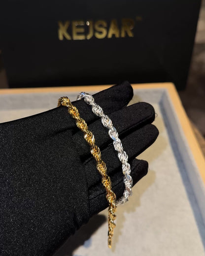 Diamond Cut Cordellarmband 6mm - 925 sølv